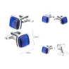 Elegant cufflinks - with square blue opal stone