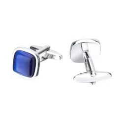 Elegant cufflinks - with square blue opal stone