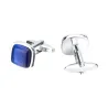 Elegant cufflinks - with square blue opal stone