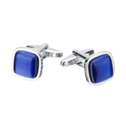 Elegant cufflinks - with square blue opal stone