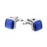 Elegant cufflinks - with square blue opal stone