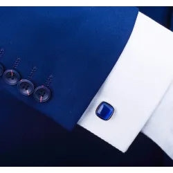 Elegant cufflinks - with square blue opal stone