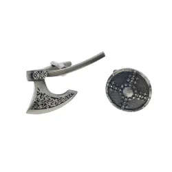 Vintage cufflinks - viking axe / shield