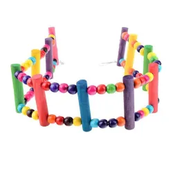 Bunte Holzzugbrücke - Spielzeug für Vögel / Papageien