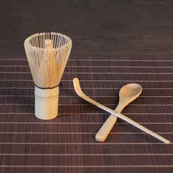 Japanisches Matcha-Tee-Set - Bambusbesen - Schaufel - Teelöffel - 3 Stück