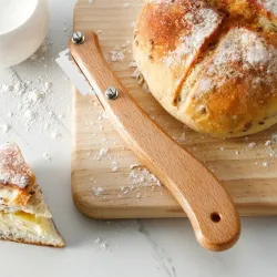 Bread / dough cutter - razor - curved knife - with blades / protective cover