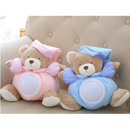 Plush teddy bear - with sound / light - 25cm
