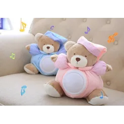 Plush teddy bear - with sound / light - 25cm