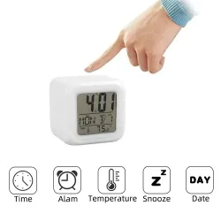 Digital alarm clock - LED - thermometer - date - cube