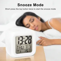 Digital alarm clock - LED - thermometer - date - cube