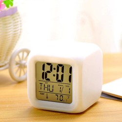 Digital alarm clock - LED - thermometer - date - cube