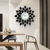 RelojesEstilo europeo - reloj de pared de cuarzo - pétalos negros con cristales - 36cm