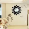 European style - quartz wall clock - black petals with crystals - 36cm