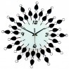 Stile europeo - orologio da parete al quarzo - petali neri con cristalli - 36 cm