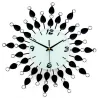 Style européen - horloge murale à quartz - pétales noirs avec cristaux - 36cm