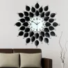 European style - quartz wall clock - black petals with crystals - 36cm