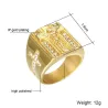 Luxe gouden ring - met Jezus / kruis / witte zirconia - unisexRingen