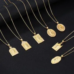 Christliche Edelstahlkette - Jungfrau Maria / Kristalle - Unisex
