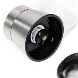 Transparent herbs / salt / pepper grinder - with adjustable coarseness - stainless steel - 2 pieces