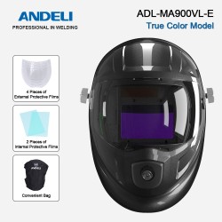 Masque de soudage professionnel - assombrissant automatiquement - réglable - ADL-MA900VL-E - avec éclairage LED