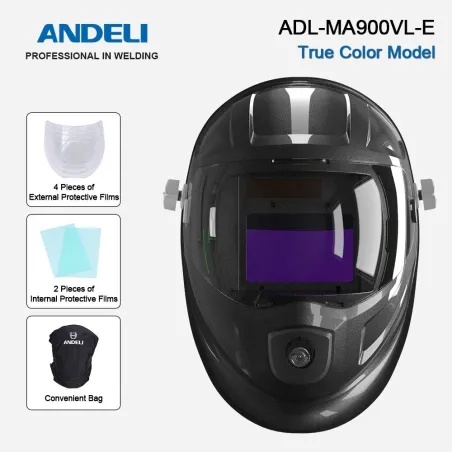 Professional welding helmet - auto darkening - adjustable - ADL-MA900VL-E - with LED light
