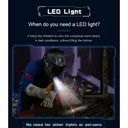 Professional welding helmet - auto darkening - adjustable - ADL-MA900VL-E - with LED light