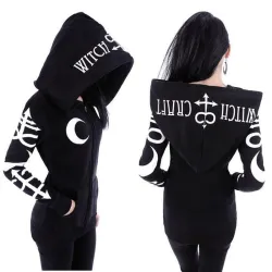 Strega punk gotica - felpa con cappuccio con cerniera - Witch Craft