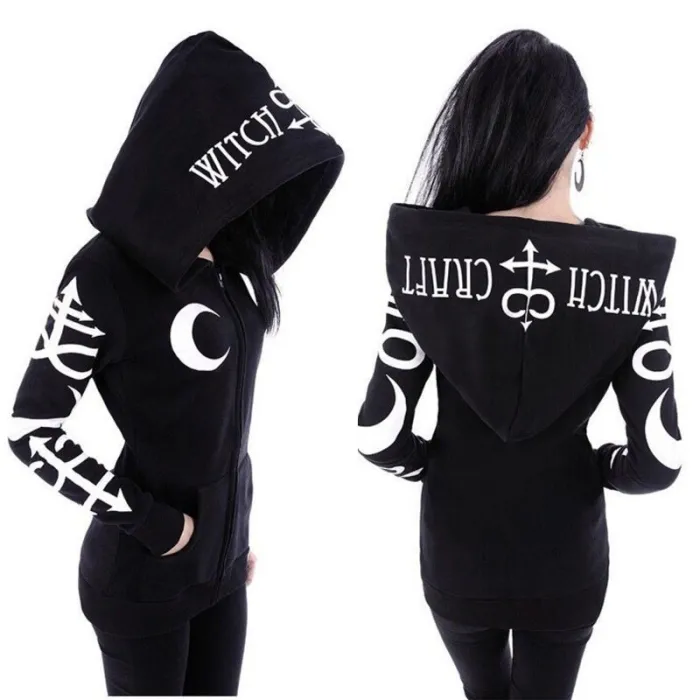 Strega punk gotica - felpa con cappuccio con cerniera - Witch Craft
