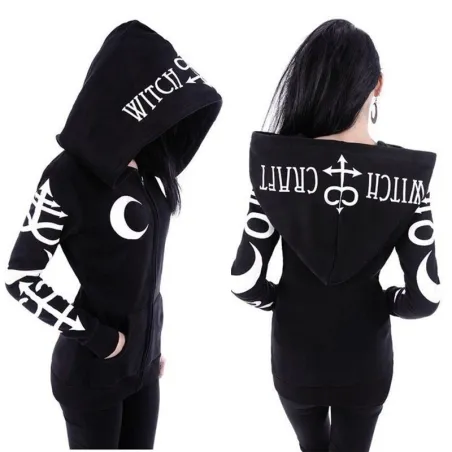 Sorcière punk gothique - sweat à capuche avec fermeture éclair - Witch Craft