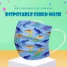 Masque de protection visage / bouche - 3 plis - jetable - pour enfants - imprimé dinosaure - 50 pièces
