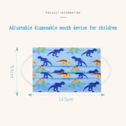 Gesichts-/Mundschutzmaske - 3-lagig - Einweg - für Kinder - Dinosaurier-Print - 50 Stück