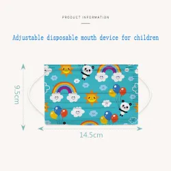 Masques protecteurs pour le visage / la bouche - jetables - 3 épaisseurs - pour enfants - imprimé dinosaure - 50 pièces