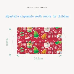 Masques de protection visage / bouche - jetables - 3 plis - pour enfants - imprimé noël - 50 pièces