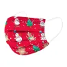 Masques de protection visage / bouche - jetables - 3 plis - pour enfants - imprimé noël - 50 pièces