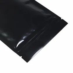 Sachets en aluminium refermables - double face - avec ziplock - noir brillant - 100 pièces
