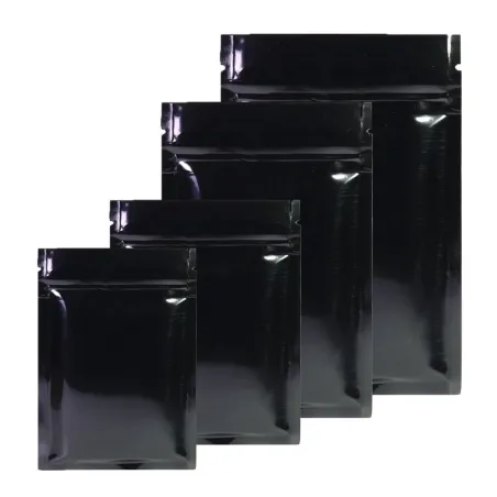 Sachets en aluminium refermables - double face - avec ziplock - noir brillant - 100 pièces