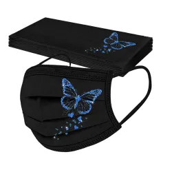 Mascarillas bucalesMascarillas protectoras faciales / bucales - desechables - 3 capas para adultos - estampado de mariposas /...
