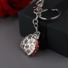 Metal keychain - with ladybug / rhinestones