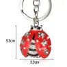 Metal keychain - with ladybug / rhinestones