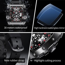 Luksusowy męski zegarek kwarcowy - cyfrowy - podświetlany wyświetlacz - wodoodpornyZegarki