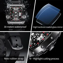 Montre à quartz luxueuse pour hommes - numérique - affichage lumineux - étanche