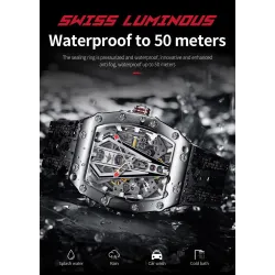 OUPINKE - montre de luxe pour hommes - automatique - résistante à l'eau - verre saphir lumineux