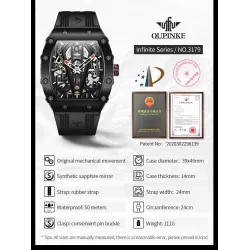 OUPINKE - montre de luxe pour hommes - automatique - résistante à l'eau - verre saphir lumineux