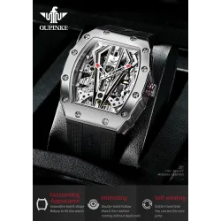OUPINKE - montre de luxe pour hommes - automatique - résistante à l'eau - verre saphir lumineux