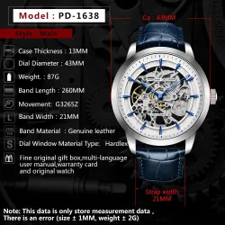 Pagani Design - montre de luxe automatique pour hommes - acier inoxydable - bracelet en cuir - étanche