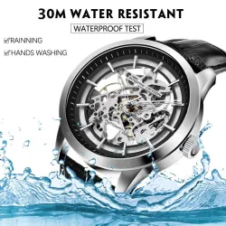 Pagani Design - montre de luxe automatique pour hommes - acier inoxydable - bracelet en cuir - étanche