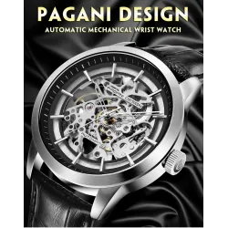 Pagani Design - montre de luxe automatique pour hommes - acier inoxydable - bracelet en cuir - étanche
