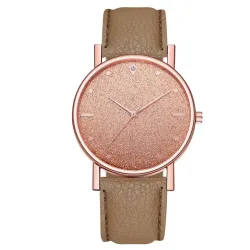 Luxe dames quartz horloge - leren band - met strassHorloges