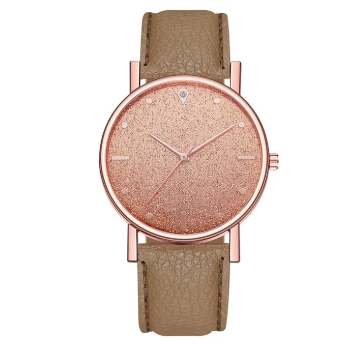 Luxe dames quartz horloge - leren band - met strassHorloges