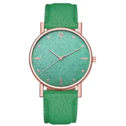 Luxe dames quartz horloge - leren band - met strassHorloges